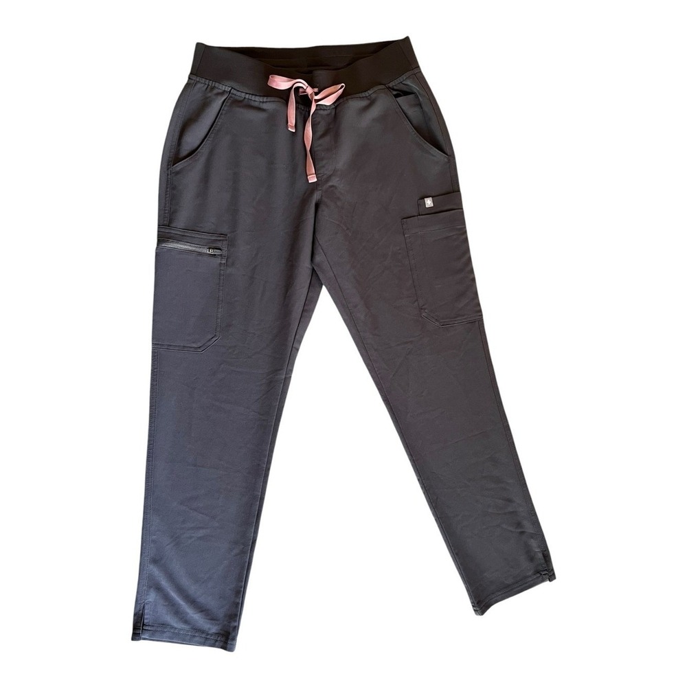 Figs Scrub Bottoms Straight Gray With Pink Drawstring Women's Size SP Nursing